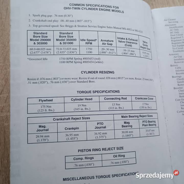 Repair Manual Vanguard BriggsStratton Chrzanów