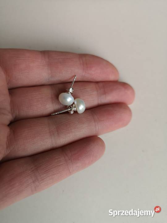 Kolczyki z perłą mabe sztyfty srebro