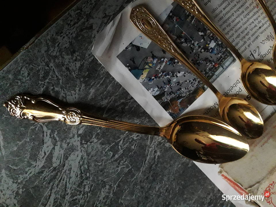 NOWE Łyżeczki Złote z 1980 ROKU Gold 20 MIC PRL Warszawa