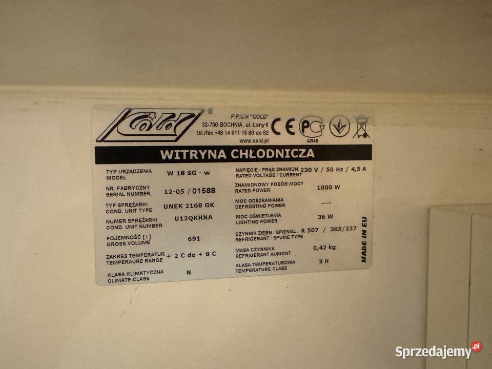 Lada chłodnicza COLD W 18 SGw 180 Stan idealny w Kielce