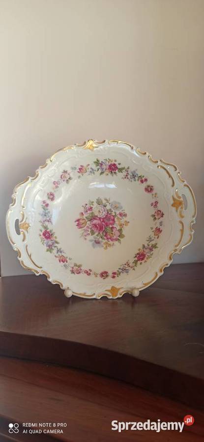 Zloty Kieliszek z białej porcelany Sygnowany M Gdańsk