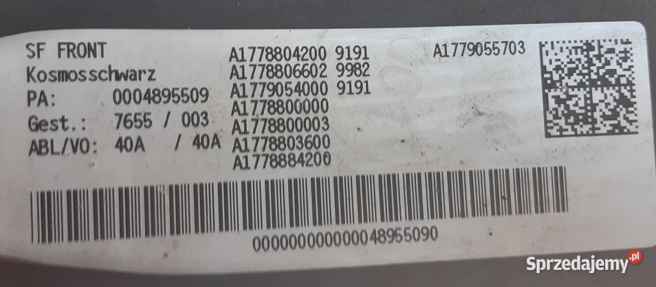 Mercedes Aklasa W177 2018 zderzak przedni osobowe Malanów