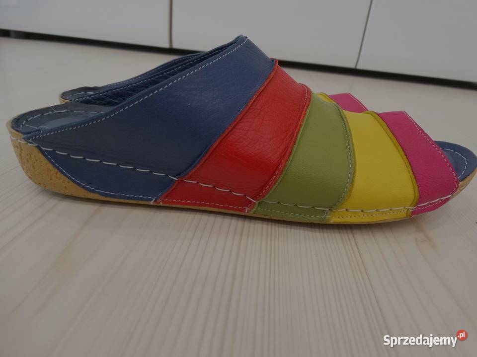 Buty Klapki Skórzane Skóra Naturalna Wygodny
