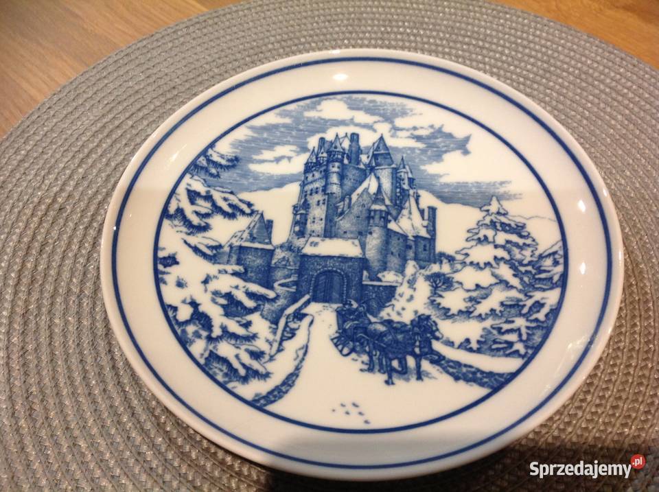 Stary Talerz Ozdobny HUTSCHENREUTHER Germany odcienie błękitu Nowa Sól