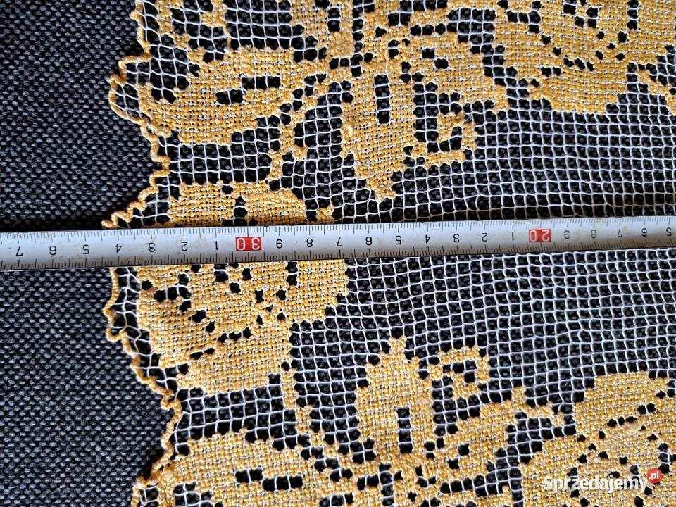 Zestaw 3 serwetek żółtobiałych vintage ecru Łódź