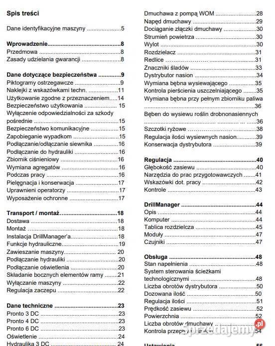 Instrukcja obsługi HORSCH Pronto 36 DC