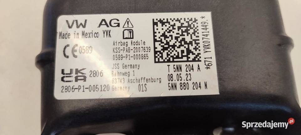 VW TIGUAN ALLSPACE SEAT TARRACO PODUSZKA AIRBAG