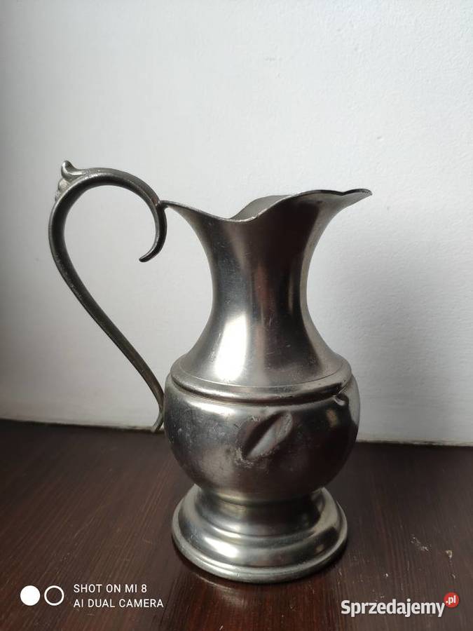 Stary dzbanek z cyny sygnowany Kraków