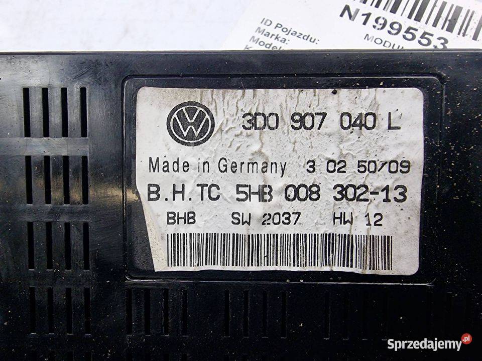 MODUŁ VOLKSWAGEN PHAETON V6 TDI 3D0907040L