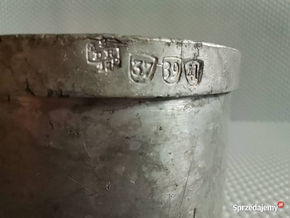 Stary przedwojenny mały kubek aluminiowy 02 Katowice