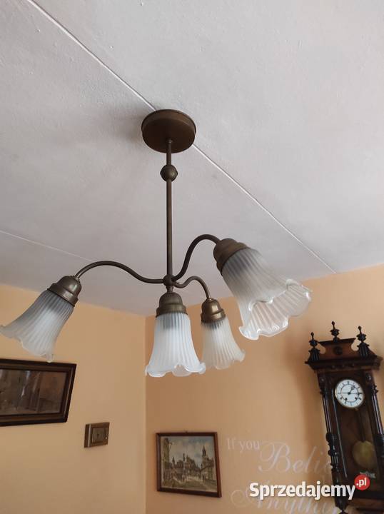 Piękny zabytkowy mosiężny żyrandol lampka Warszawa