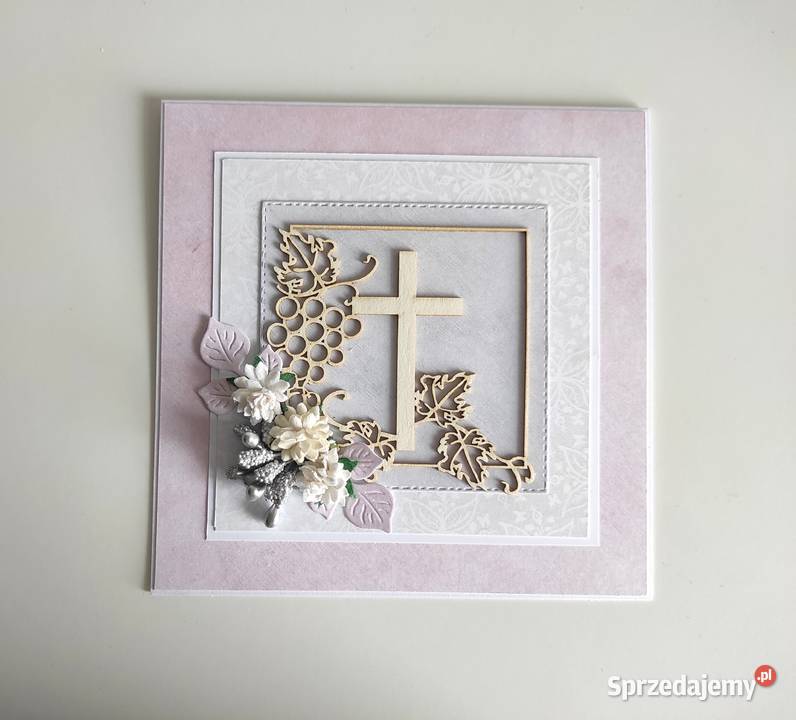 Kartka ręcznie robiona Komunia Święta handmade Łódź