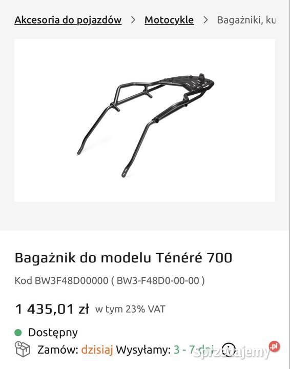 oryginalny bagażnik Yamaha Tenere 700 Żabia Wola sprzedam