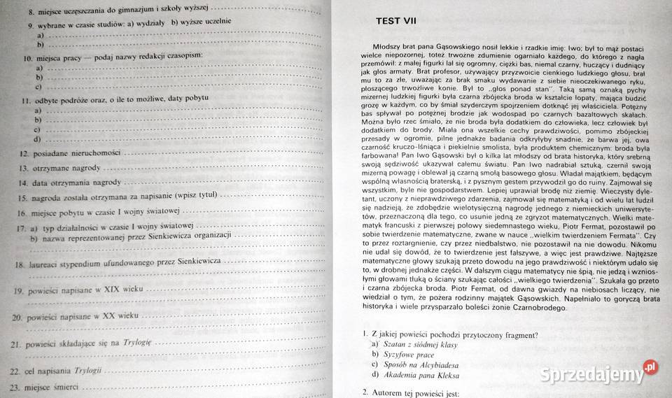 Testy kompetencji z języka polskiego kandydatów Książki i Podręczniki Chełm
