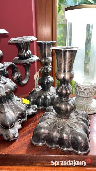 Świecznik Mosiądz i szkło