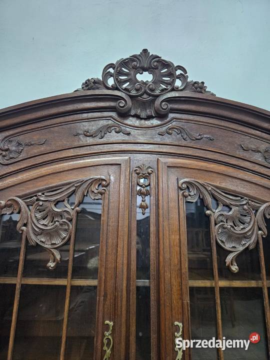 Stara dębowa witryna Ludwikowska Biblioteczka Nowy Sącz