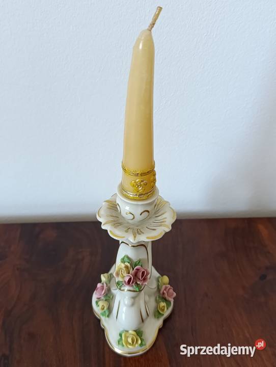 Porcelanowy świecznik Dresden z korona unikat