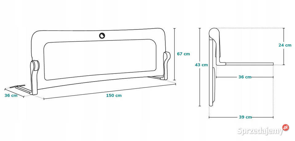 Barierka ochronna do łóżka Lionelo Hanna 66 x Baranowo
