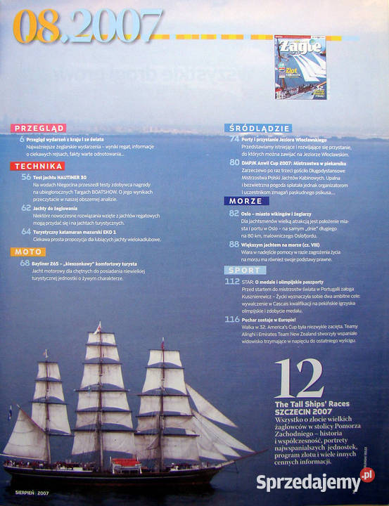ŻAGLE Magazyn sportów wodnych 8 2007 miękka