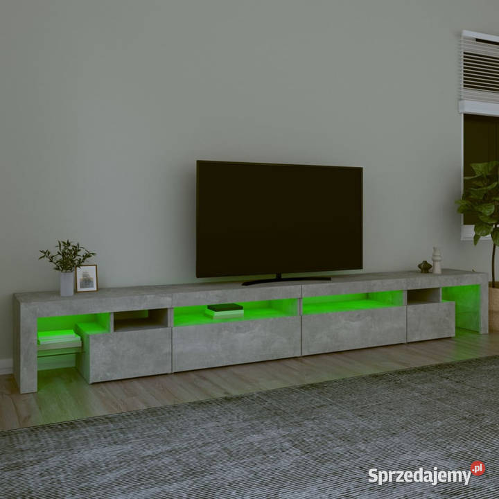 Szafka pod TV z oświetleniem LED szarość betonu Warszawa sprzedam