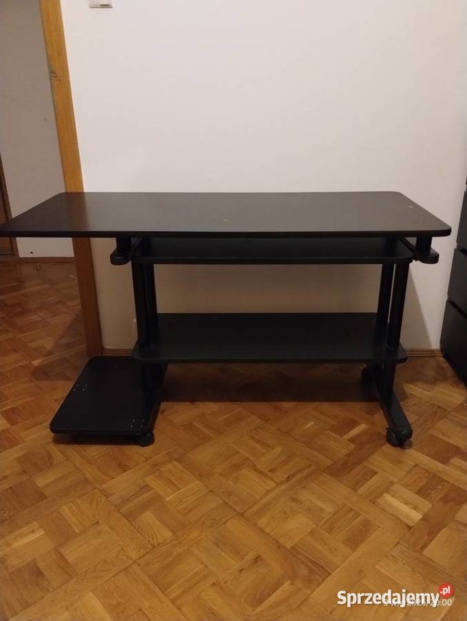 Biurko czarne z wysuwanym blatem pod klawiaturę 56cm mazowieckie Warszawa