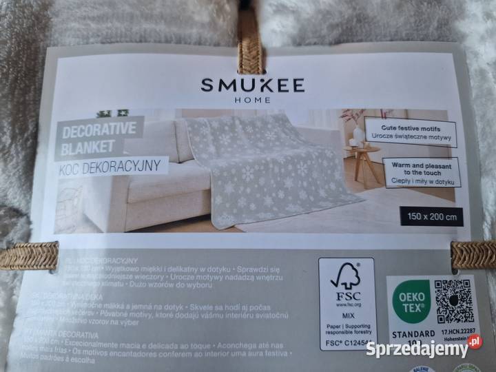 NOWY KOC Sherpa świąteczny wzór 150x200 ciepłe Wrocław