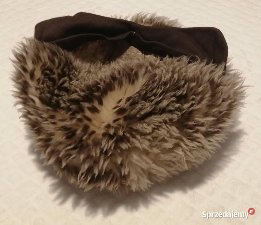 Czapka zimowa futrzana szara melanż 545 Odzież Czeladź sprzedam