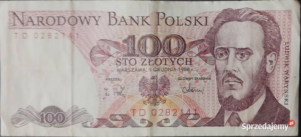 100 złotych 1XII1988 seria TD Konin sprzedam