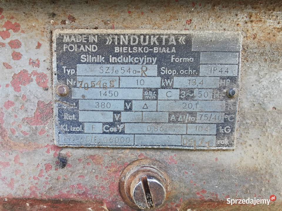 Silnik elektryczny INDUKTA 10kW 1450 obrotów lubelskie Zakrzówek sprzedam