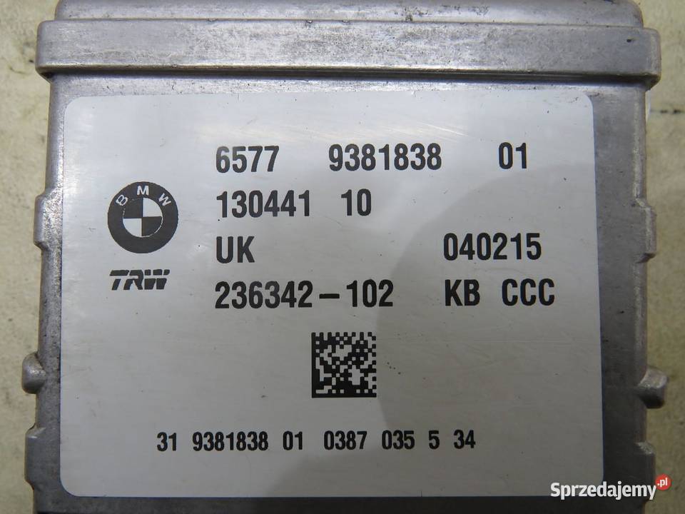 MODUŁ SENSOR AIRBAG PODUSZEK BMW I3 REX 9381838