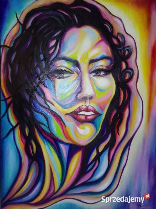 obraz olejny ręcznie malowany kobieta face kolor Olsztyn