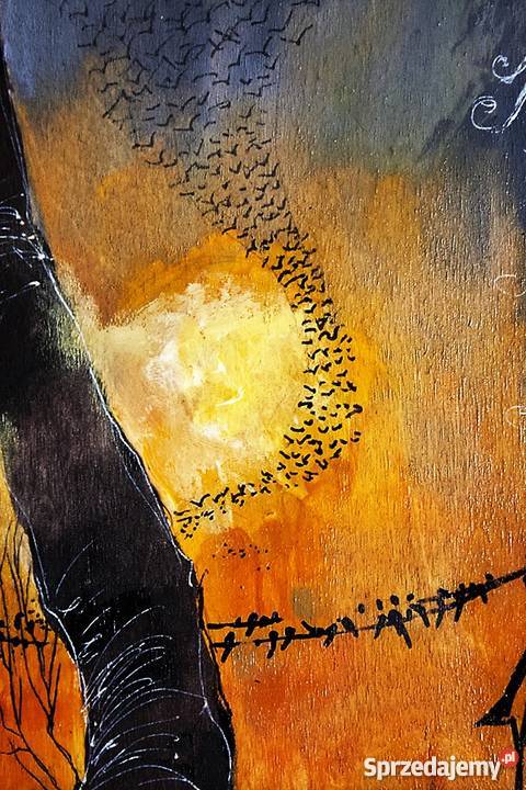 Obraz namalowany na drewnie Anioł wędrownych Malarstwo Katowice