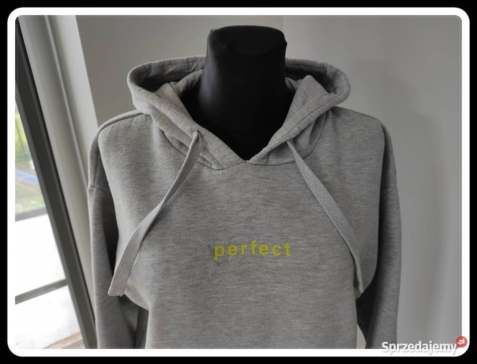 Szara bluza damska z kapturem CROPP rozmiar 36 S