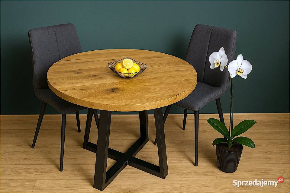 Stół Dębowy Okrągły LOFT 100 Lite Drewno Różne Wrocław