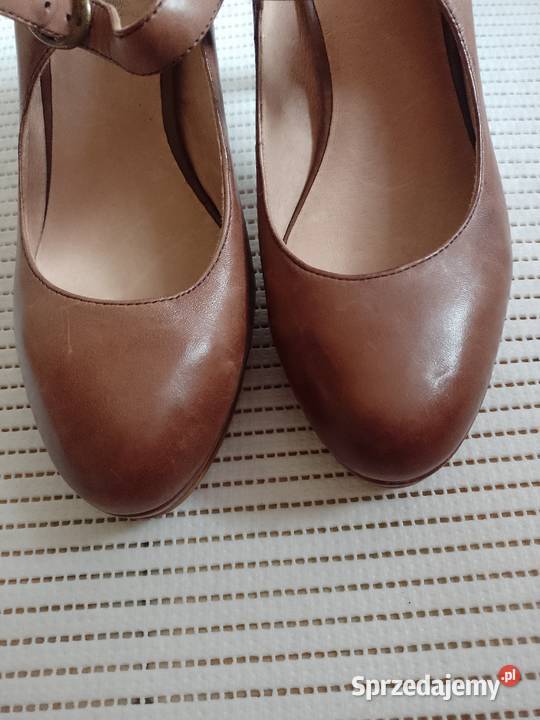 40 Real Leather Brązowe skórzane czółenka