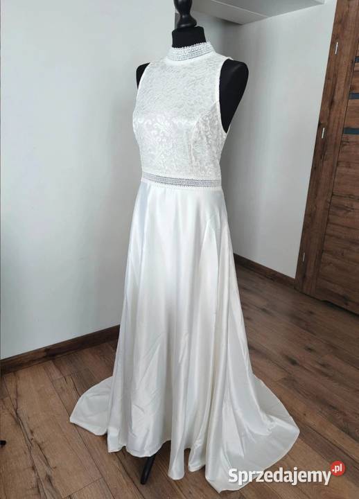 Sukienka ślubna satynowa 44 2XL Bonprix biała Rozmiar 44(XXL) Suwałki
