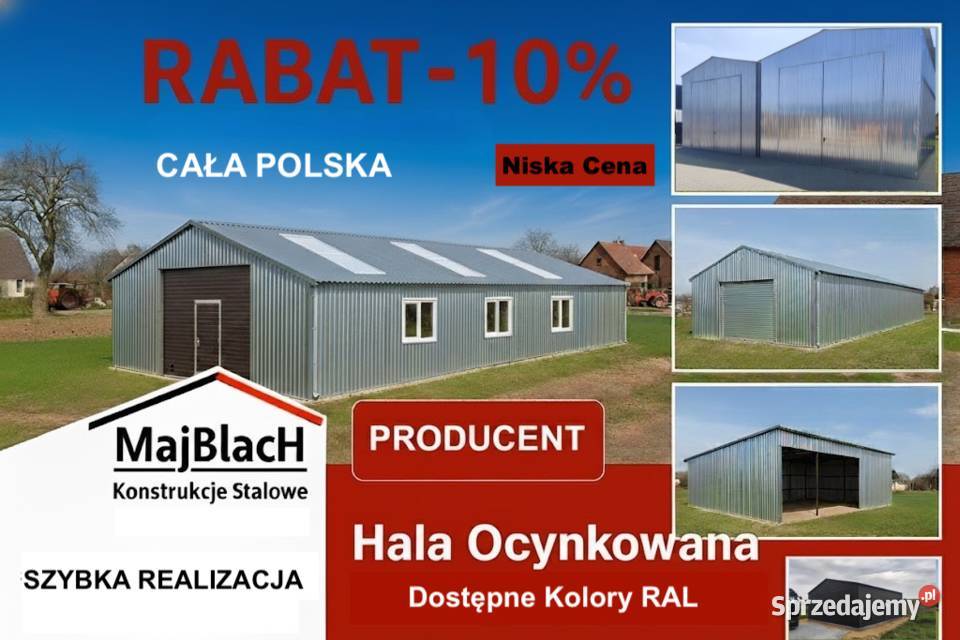 A127Ocynkowany Garaż Blaszany DwuspadowyZłoty Kwidzyn