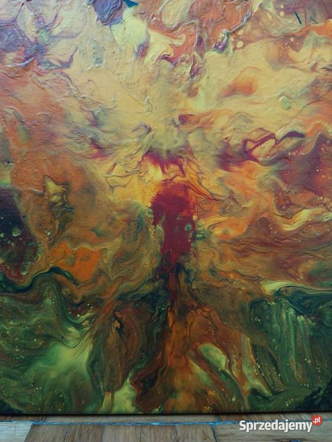 Żółty Ptak z Ulicy Sezamkowej obraz pouring wielokolorowy Ciechanów