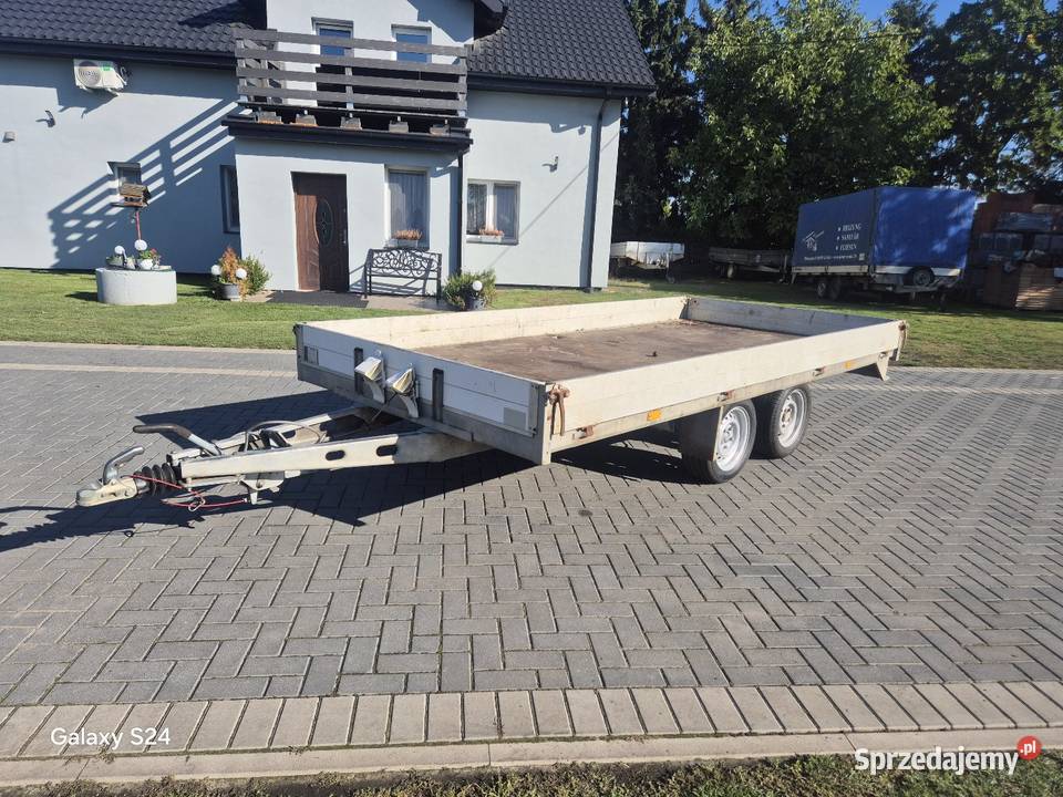 Przyczepka samochodowa platforma 38x18 laweta Stara Kaźmierka