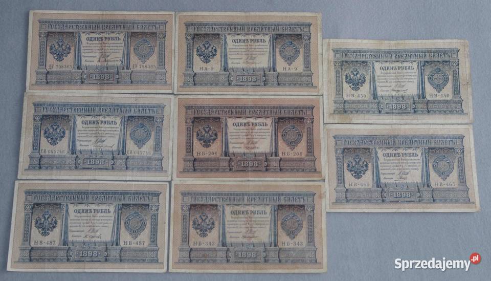 Banknoty carskie 1 rubel 1898r różne podpisy 8 Numizmatyka Płock