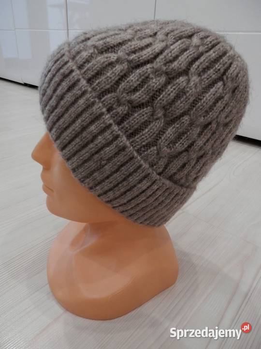 Czapka Wełniana Wełna Wiskoza Beanie Warkocze Łomża sprzedam