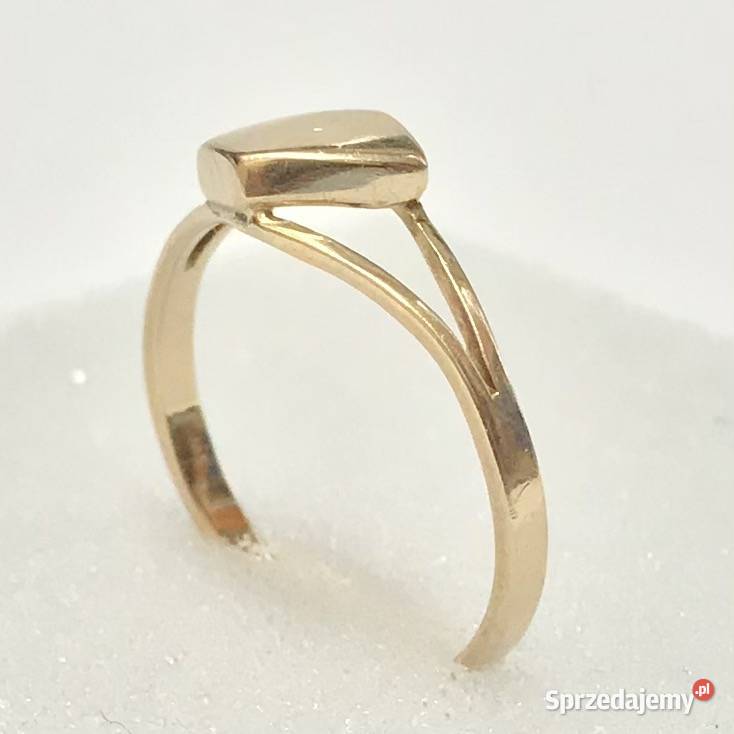 Złoty PIERŚCIONEK 14K damski SYGNET płaski TOP złote Warszawa