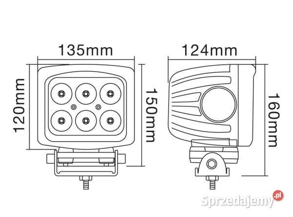 Lampa robocza LED kwadratowa 60W 5400 lm 1030V Kamionna