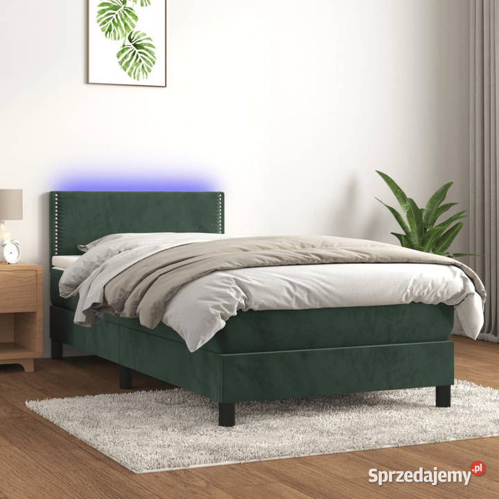 Łóżko kontynentalne z materacem i LED zielony 90cm Warszawa