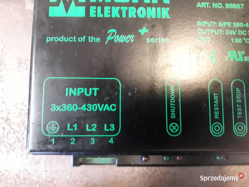 Zasilacz MURR ELEKTRONIK MPS20 3x400 24v 20A Pszczyna