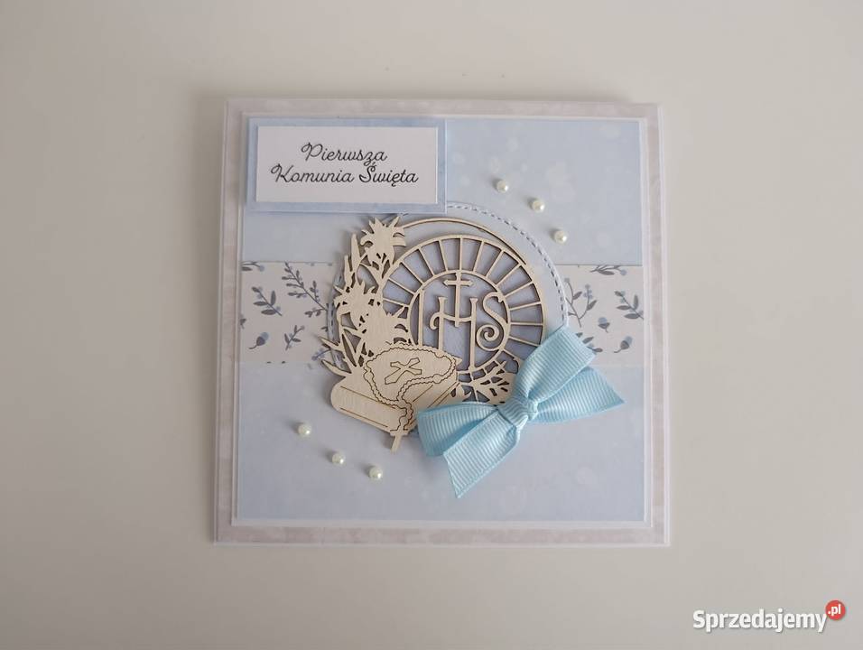 Kartka ręcznie robiona Komunia Święta handmade Łódź