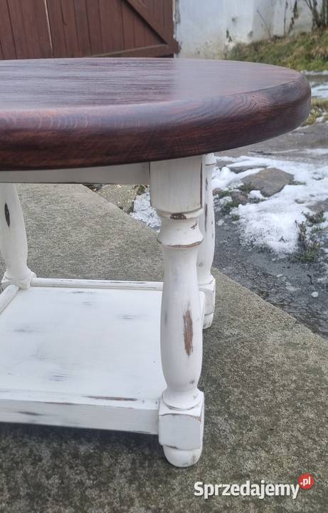 Stolik kawowy drewniany bielony Kamieniec Ząbkowicki