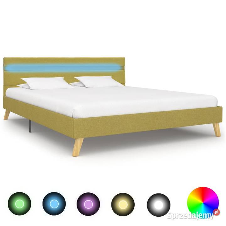 vidaXL Rama łóżka z LED, zielona, tkanina,284860