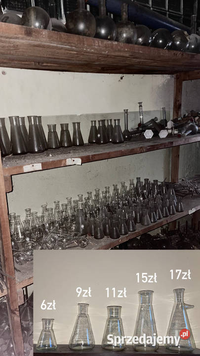 Szkło laboratoryjne PRL naczynia alchemiczne Bolesławiec sprzedam
