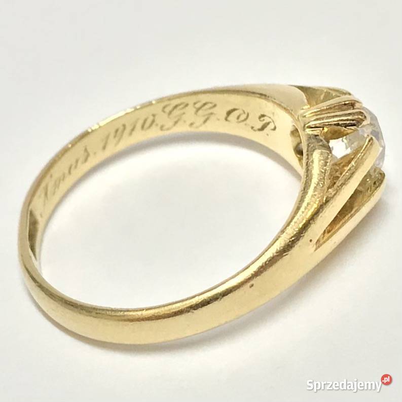 Złoty PIERŚCIONEK 750 18K z DIAMENTEM w starym mazowieckie Warszawa